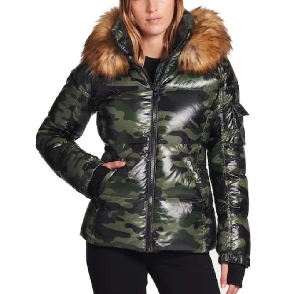 Women's S13 Kylie Camo & Faux Fur Puffer Coat